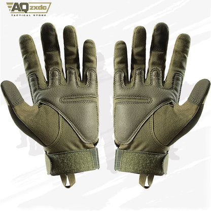 Men'S Outdoor Full Finger Gloves with Glove Buckle & Knuckle Protection Tactical Assault Training Gloves for Riding, Hunting