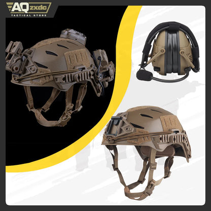 Windy Airsoft Helmet Set with Noise Cancelling Bluetooth Headset & G24 NVG Bracket & NVG Model & Signal Marker Light for Hunting
