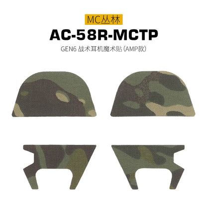 AQzxdc Tactical Headset Sticker Magic Patch for GEN 6 AMP Style Shooting Anti Noise Headphone Hearing Protection Earmuffs