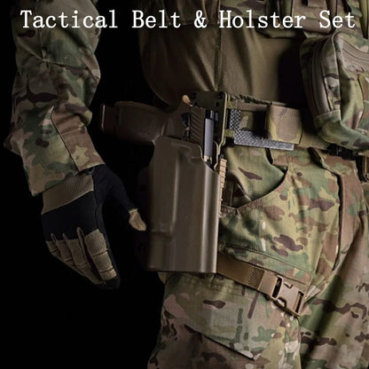 Tactical Battle Belt with 9/5.56mm Mag Pouch, P320 Holster, Ifak Medical Pouch Tactical Utility Duty Molle Belt Airsoft Belt Set