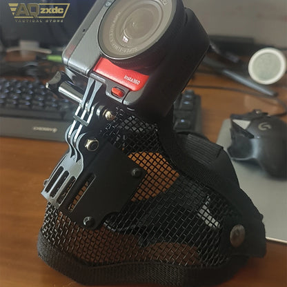 AQzxdc Airsoft Steel Mesh Mask Bracket, Skull Tactical Half Face Masks for War CS Game First person perspective shooting Record