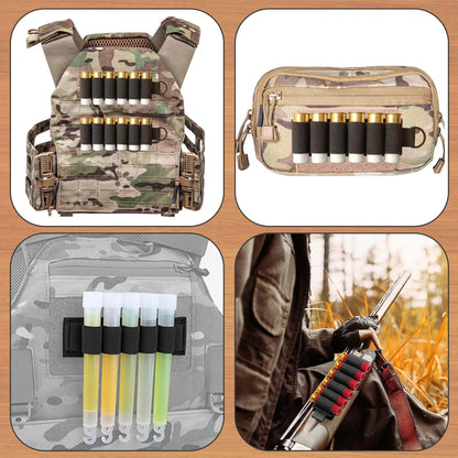2pcs 12 Gauge Shotgun Shell Holder,Tactical Hook and Loop Shell Holder with Adhesive Backing Sticker, Mollle Shotgun Ammo Holder