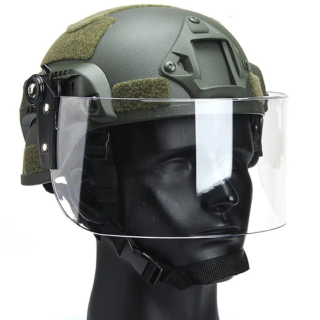 MICH 2000 Tactical Helmet Set, with Balaclava & Visor, Military Adjustable PC Protective Lens, for Airsoft Paintball BB Shooting