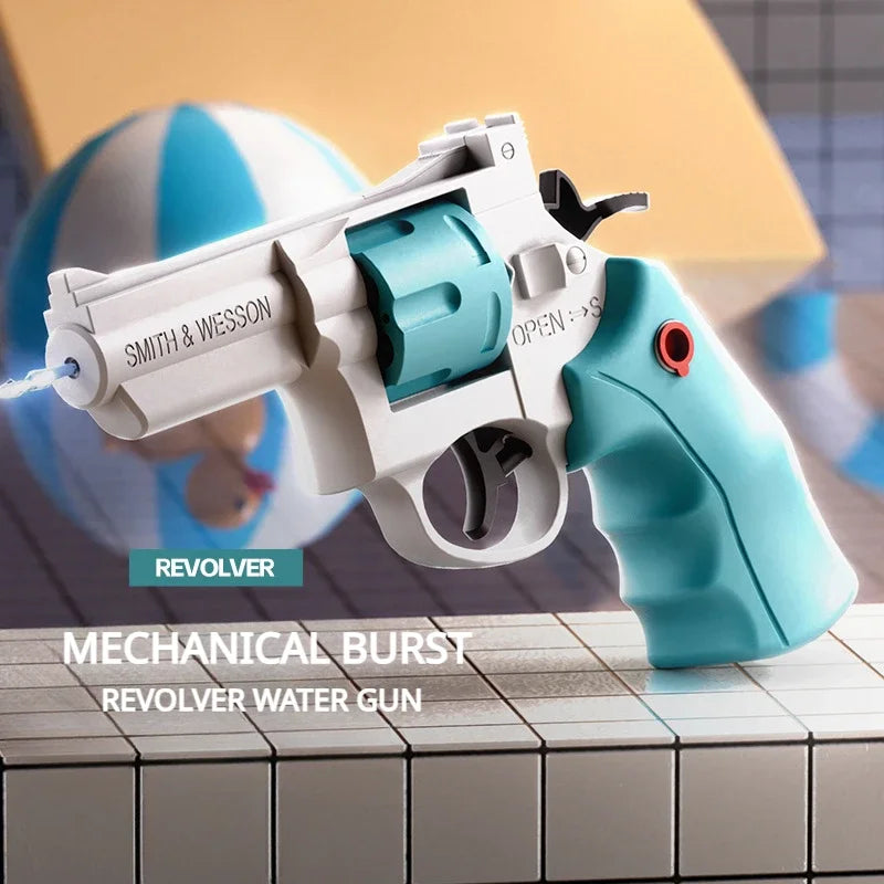 Mechanical Continuous Firing Water Gun Manual Small ZP5 Revolver Pistol Summer Outdoor Beach Poor Toy Mini Water Gun for Kids
