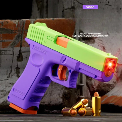 Dual-mode Shell Ejection G17 Pistol Laser Version Automatic Radish Gun Soft Bullet Toy Gun CS Shooting Weapons for Kids