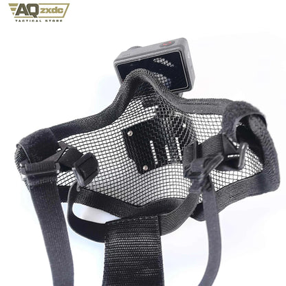 AQzxdc Airsoft Steel Mesh Mask Bracket, Skull Tactical Half Face Masks for War CS Game First person perspective shooting Record