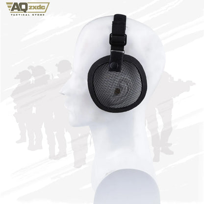 AQzxdc Tactical Airsoft Military Paintball Metal Mesh Side Cover with Ear Protection for Fast Helmet (Not Including Helmet)