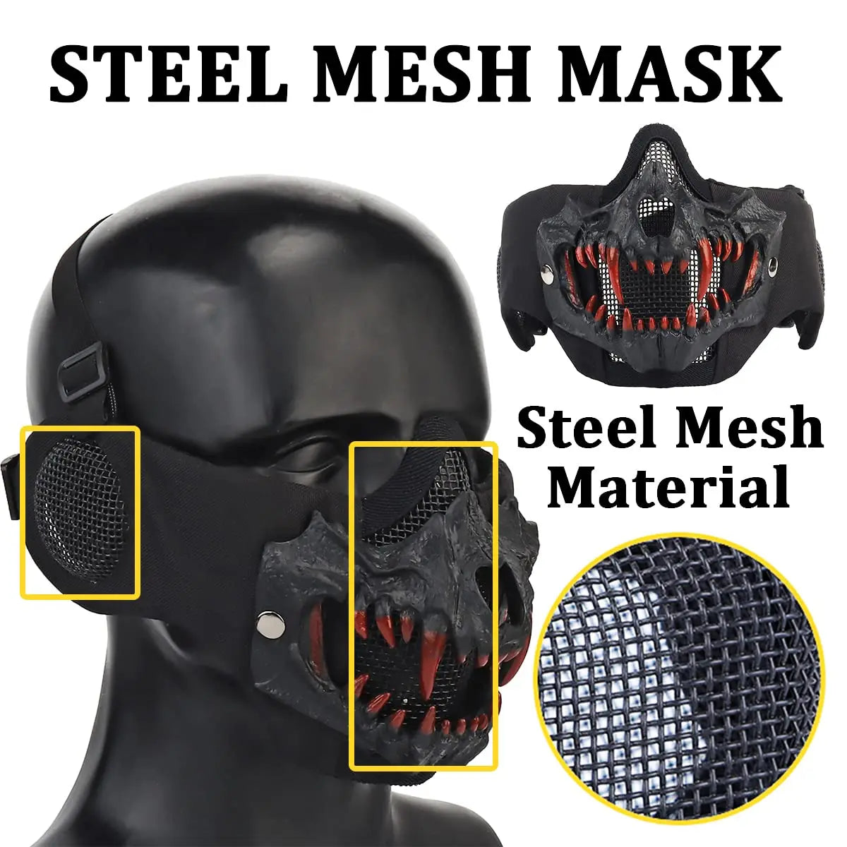 AQzxdc  Airsoft Military Helmet with Tactical Goggles And Steel Mesh Mask(With Ear Protective ) 6MM Super Thick Paintball Helmet