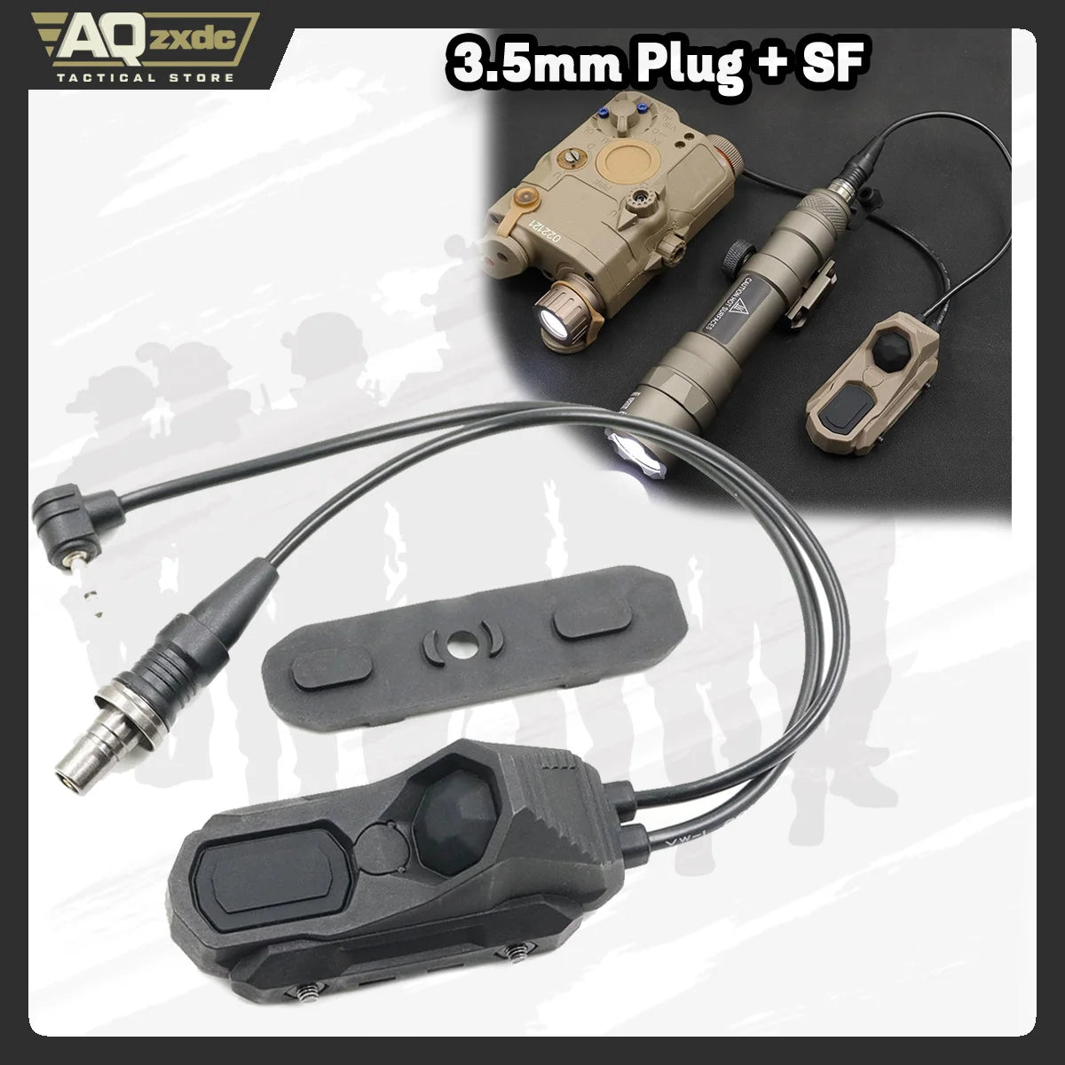 Tactical Dual Remote Pressure Switch Compatible with 3.5mm Plug PEQ-15 & DBAL & SF M300/340/M600/640DF Weapon Lights and Lasers