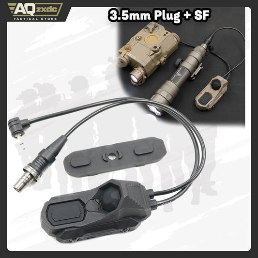 Tactical Dual Remote Pressure Switch Compatible with 3.5mm Plug PEQ-15 & DBAL & SF M300/340/M600/640DF Weapon Lights and Lasers