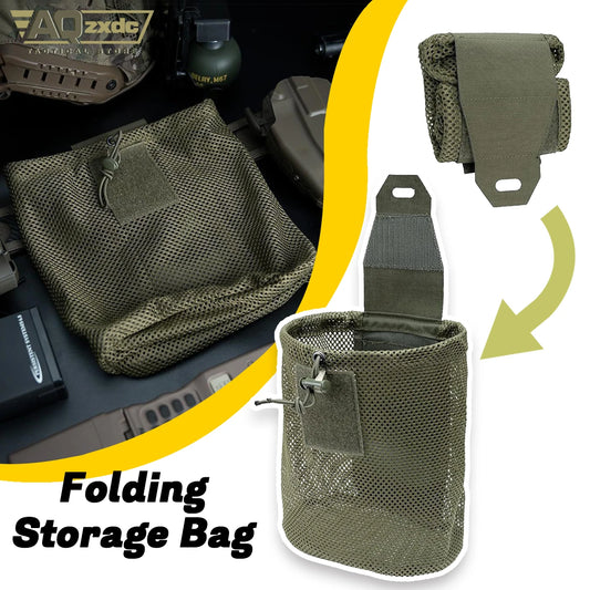 AQzxdc Tactical folding sundries storage waist bag MOLLE tactical mesh water bottle bag mesh recycling bag