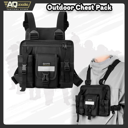 AQzxdc Outdoor Radio Chest Harness Chest Front Pack Pouch Holster Vest Rig for Two Way Radio Walkie Talkie