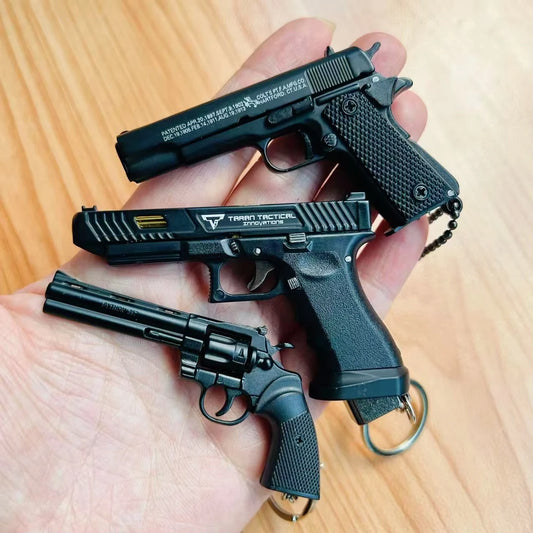 1:3 Miniature Revolver G34 Pistol Model Alloy Detachable G17 Toy Gun  Keychain Pendant Ornaments Children Toy