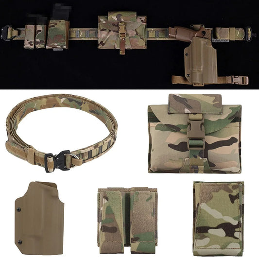 Tactical Battle Belt with 9/5.56mm Mag Pouch, P320 Holster, Ifak Medical Pouch Tactical Utility Duty Molle Belt Airsoft Belt Set