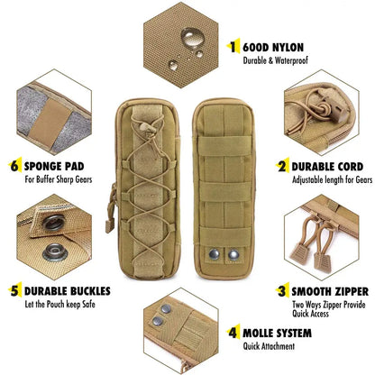 Tactical Knife Sheath Bag, Molle Flashlight Holster Pouch Tool Case Simple Gun Holder Cartridge Clip Outdoor Multi-Tool Pouch