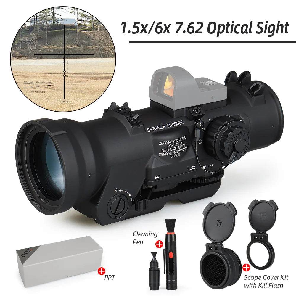 Hunting Scopes 1.5x 6x Zoom Optical Sight For Hunting Red Dot Illumination 1913 Picatinny rail compatible gs1-0409