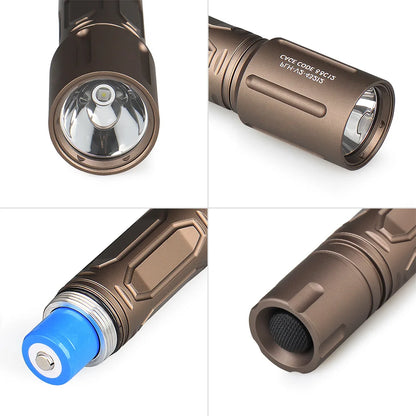 Hunting flashlight handheld head mounted flashlight luminous tube strong light LED flashlight 135mm Tan Flashlight gs15-0161