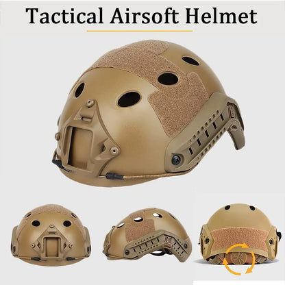 Tactical Assault Helmet Set with Fast Helmet Cloth & Noise Cancelling Earphones & NVG Model & G24 Bracket for Airsoft Paintball