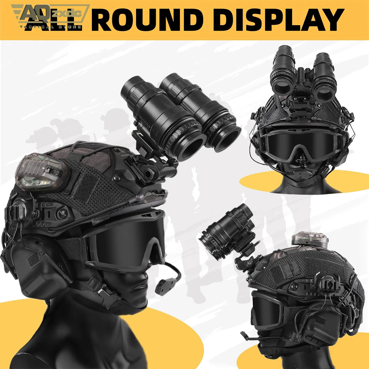 AQzxdc Tactical Helmet with Headset,Adjustable Helmet with Helmet Cover and Fcae Mask for Cosplay Military Tactical Airsoft Gear