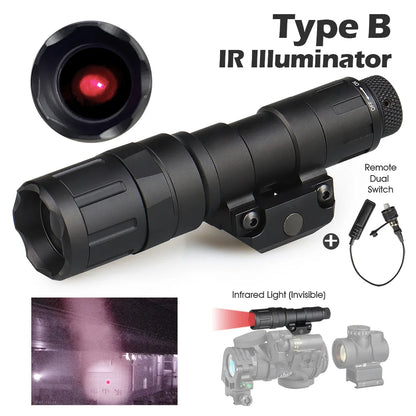 Hunt 850nm Long Range Infrared Illuminator Led White Flashlight with Remote pressure switch with M300 Lumen LED Module gs15-0153