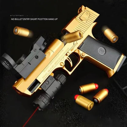 2024 Mechanical Continuous Fire Desert Eagle Pistol Shell Ejection Black Gun Empty Hanging Soft Bullet Blaster Toy Gun Gift