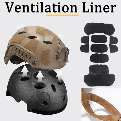 Military Assault Helmet Set, with C5 Tactical Earphone & Helmet Velcro & Binocular Night Vision Goggle & G24 Bracket for Airsoft
