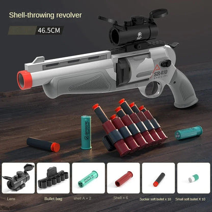 2024 Shell Throwing Airsoft Rifle Toy Gun Foam Blaster Enhanced Revolver Outdoor CS Soft Bullet Toy Kids Birthday Gift  for Boy