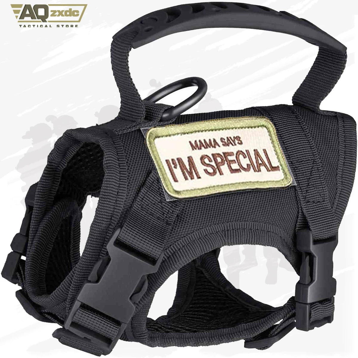 Tactical Dog Harness for Small Dogs Working Training Khaki Adjustable Soft Padded Dog Vest Harness No-Pull Outdoor Military Pet