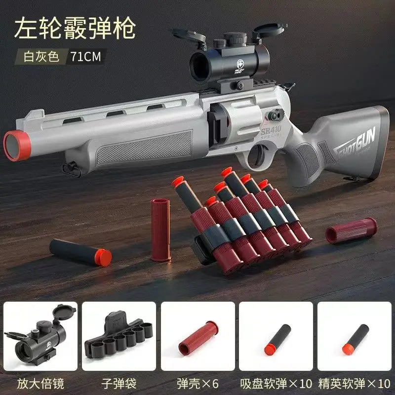 2024 Shell Throwing Airsoft Rifle Toy Gun Foam Blaster Enhanced Revolver Outdoor CS Soft Bullet Toy Kids Birthday Gift  for Boy