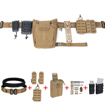 AQzxdc Tactical Military Waist Belt Set with Utility Pouch & Medical Pouch & Flash bang Pouch & 9mm 55 Mag Pouch Set for Airsoft
