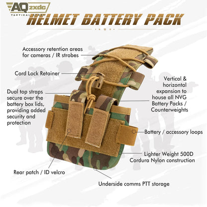 Tactical Helmet Battery Pouch Counterweight Pouch MK2 Helmet Battery Pack Balance Weight Bag for Airsoft Hunting Outdoor Sports