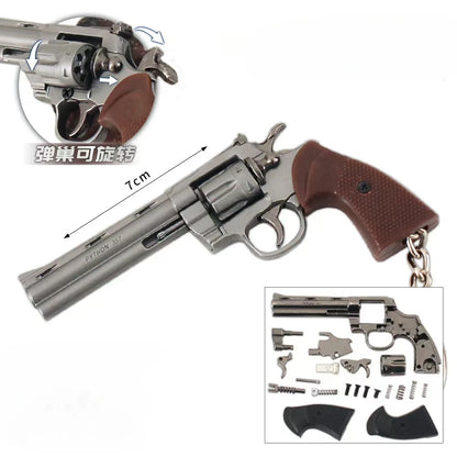 1:3 Miniature Detachable Revolver Pistol Model Alloy Toy Gun Keychain Bag Pendant Ornaments For Adult Boys BirthdayGift