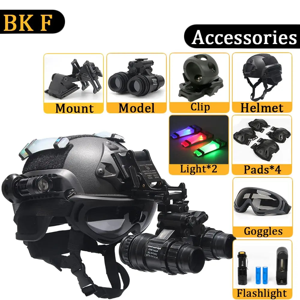 MICH2000 Kids Helmet, with Goggles, Flashlight, Flashing Lights, NVG Model, for Outdoor Games, Holiday Gifts, Christmas CS Game