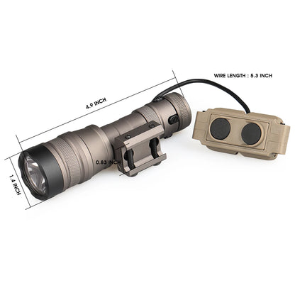 Tactical Flashlight LED Micro Light 1000 lumens Momentary Constant Function with Remote Press Switch For Hunting 15-0155