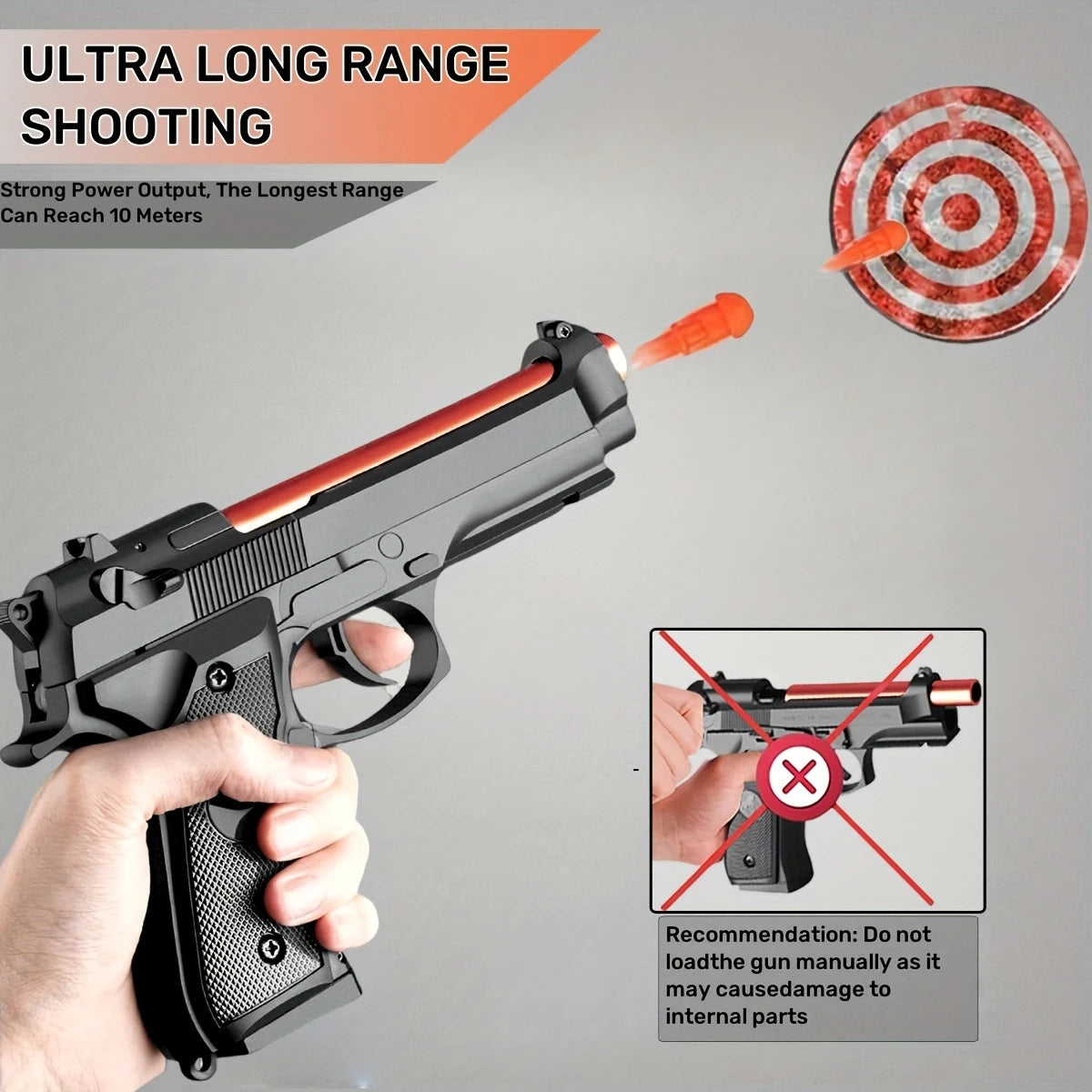 Shell Ejecting Toy Gun Mechanical M9a3 Continuous Fire Pistol Decompression Toy Empty Hanging Soft Bullet Toy Gun Gift