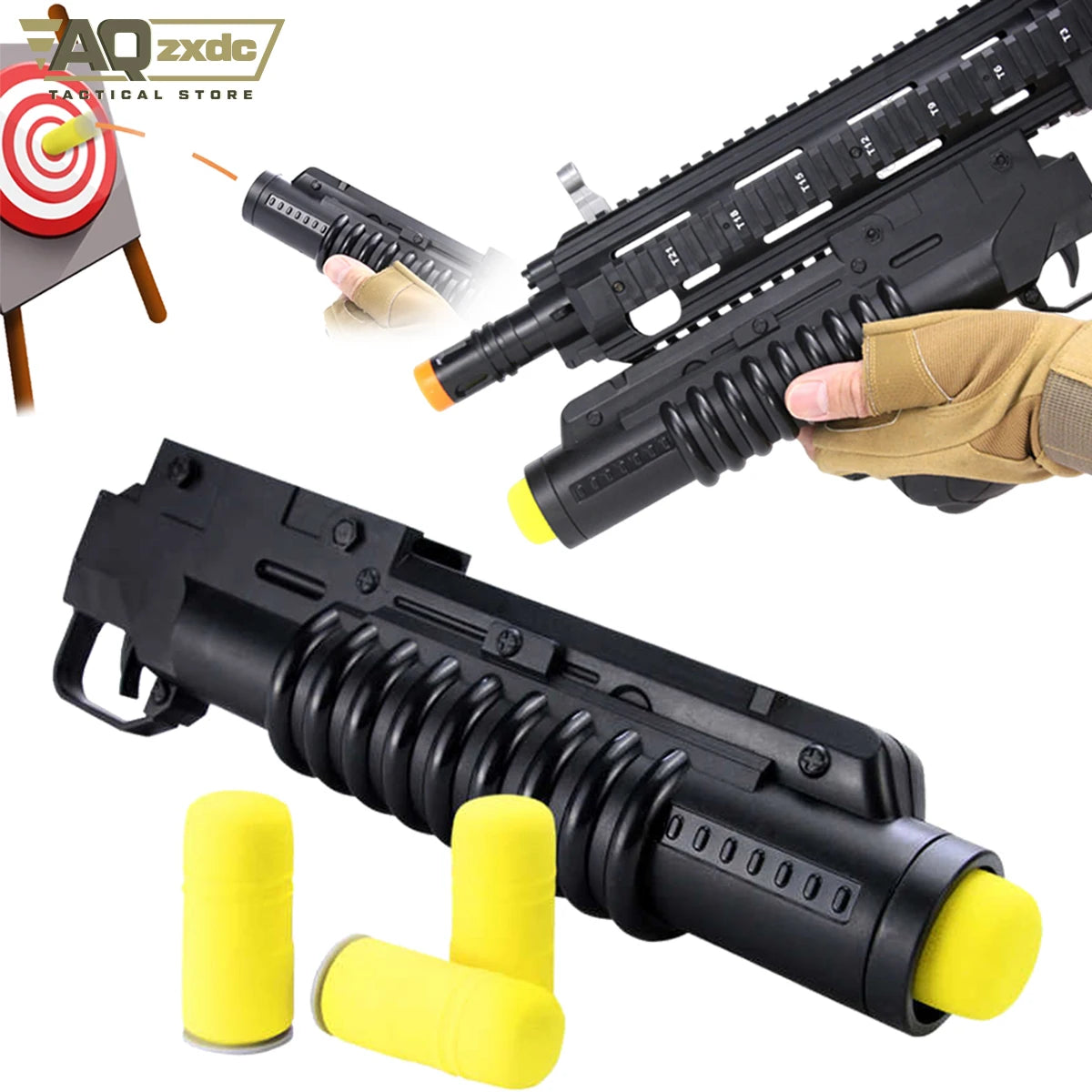 M203 Howitzer Launcher Soft Bullet Toy Suitable for 20mm Rail M416 M4 SCAR Can Launch Foam Soft Bullet Under-hung Props