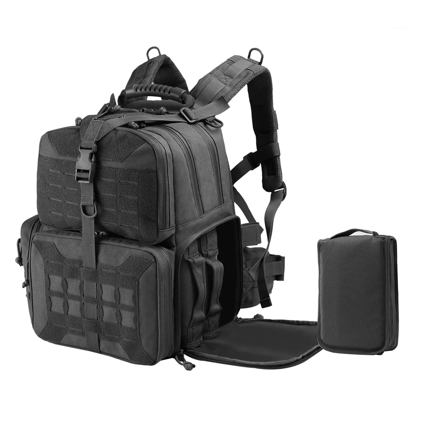 AQzxdc Tactical Range Backpack, Gun Bag for Handguns and Ammo, 3 Pistol Carrying Cases for Hunting Shooting Airsoft CS War Game