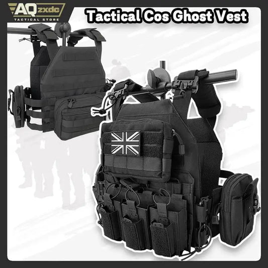 AQzxdc Outdoor Tactical Vest Ghost Cos Comic Exhibition Props Equipment Breathable JPC Multifunctional Vest for Wargame Cosplay