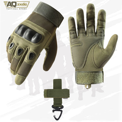 Airsoft Full Finger Gloves with Glove Buckle & Knuckle Protection Tactical Assault Training Gloves for Riding, Hunting, Cycling