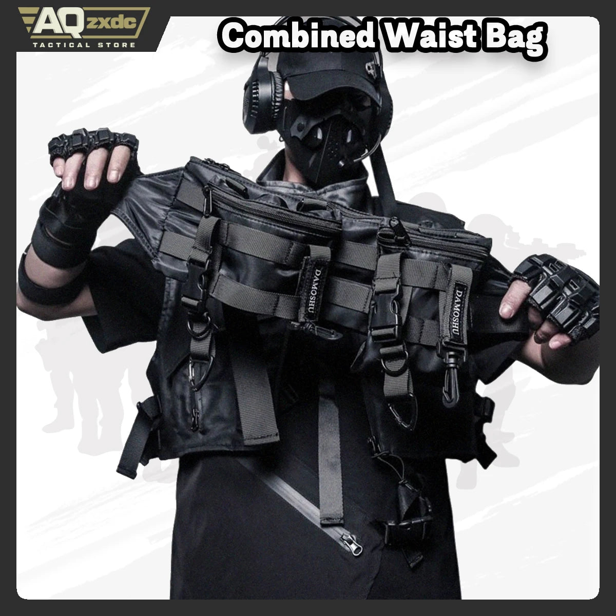 AQzxdc Tactical Techwear Hip Hop Detachable Combined Waist Bag, Multifunctional Crossbody Chest Bag Street Casual Fanny Pack