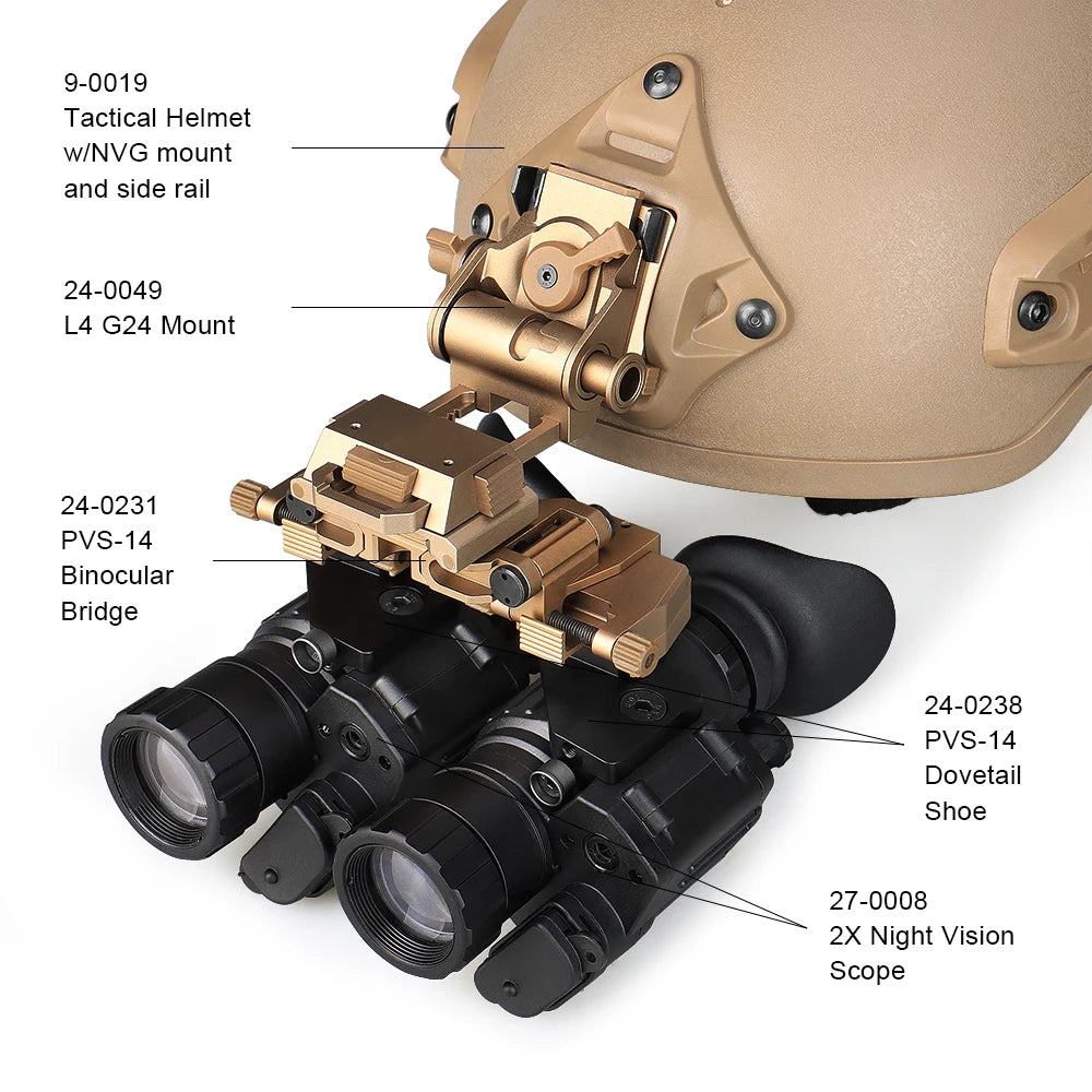 PVS14 Night vision NVG arms binocular bridge rhino mount for L4 G24 Helmet Fast mounted GZ24-0231
