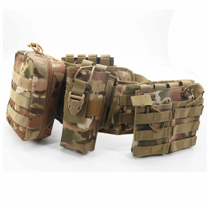 AQzxdc Outdoor Waist Wrap Camouflage Tactical Belt Set Multi-functional Molle Belt Accessory Bag for Outdoor Training