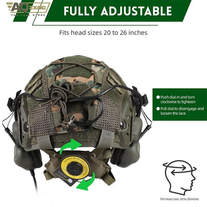 AQzxdc Tactical Helmet with Headset,4in1 Upgraded Adjustable with Helmet Cover for Airsoft Cosplay Military Gear War game