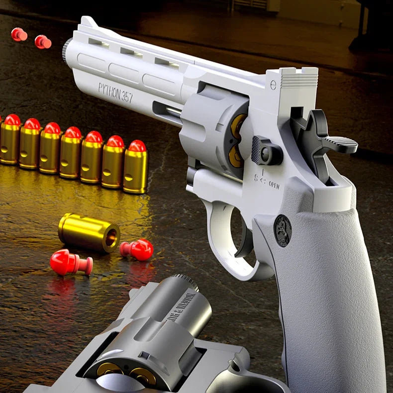Continuous Firing Tactic Revolver Toy Gun Automatic Pistol Soft Dart Bullet CS Outdoor Weapon for Kids Adults