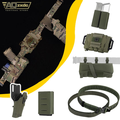 Airsoft Battle Belt Set-with G17 ALS Quick Release Holster & PHC MK2 Mag Bag& PHC Sundry Recovery Bag & ReFlexIFAK First Aid Kit