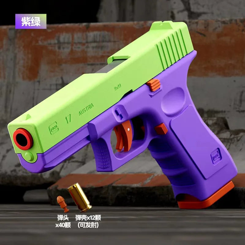 Laser Version Dual-mode Shell Ejection G17 Pistol Blaster Automatic Radish Gun Soft Bullet Toy Gun CS Shooting Weapons for Kids