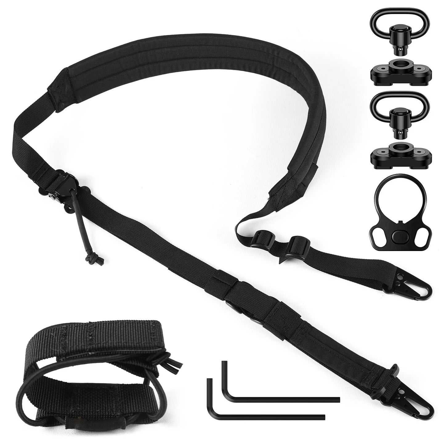 AQzxdc Tactical Accessories Sling Double Metal Hooks Quick Adjustable 2 Point Nylon Tactical Rope Sling for Airsoft CS War Game
