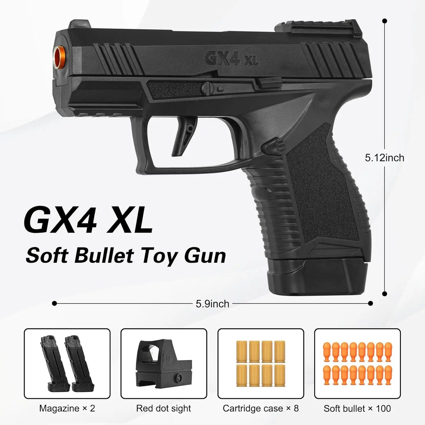 Empty Hanging Shell Ejecting Mini Toy Gun Soft Bullet Blaster with Scope Toy Black Pistol for Kids Boys Girls Gift