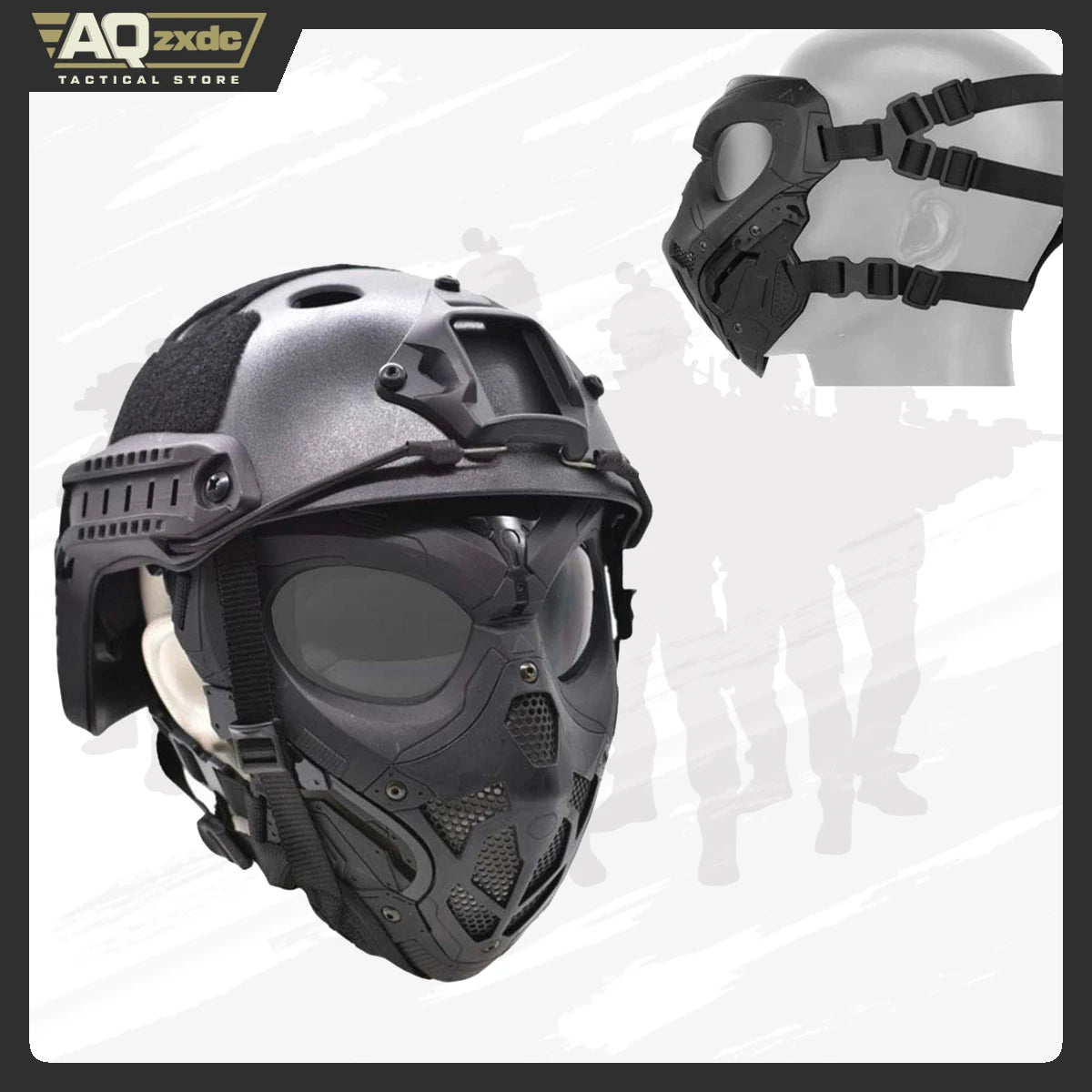 Tactical Protective Airsoft Mask Full Face Mask Dual Mode Wearing Design Adjustable Strap for Airsoft Paintball Game Movie Props