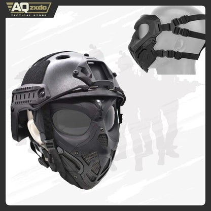 Tactical Protective Airsoft Mask Full Face Mask Dual Mode Wearing Design Adjustable Strap for Airsoft Paintball Game Movie Props